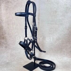 Large Horse Size Leather Bitless Bridle w/ Reins